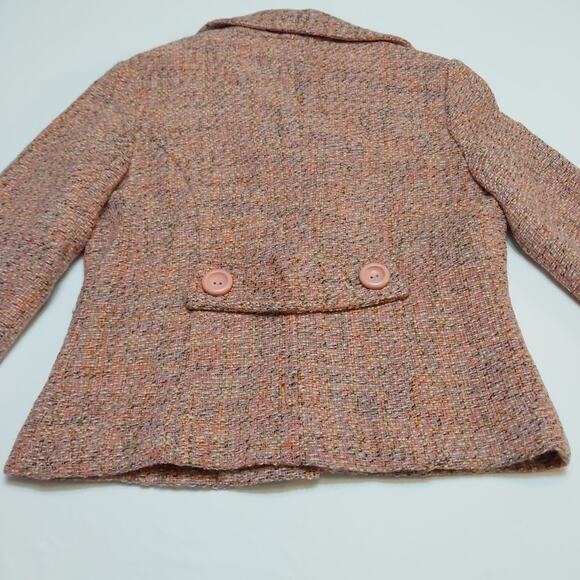 Gap Vtg Women Blazer Size 8P 3 Button Tweed Blush Pink Crop Acetate Lining - Picture 9 of 12